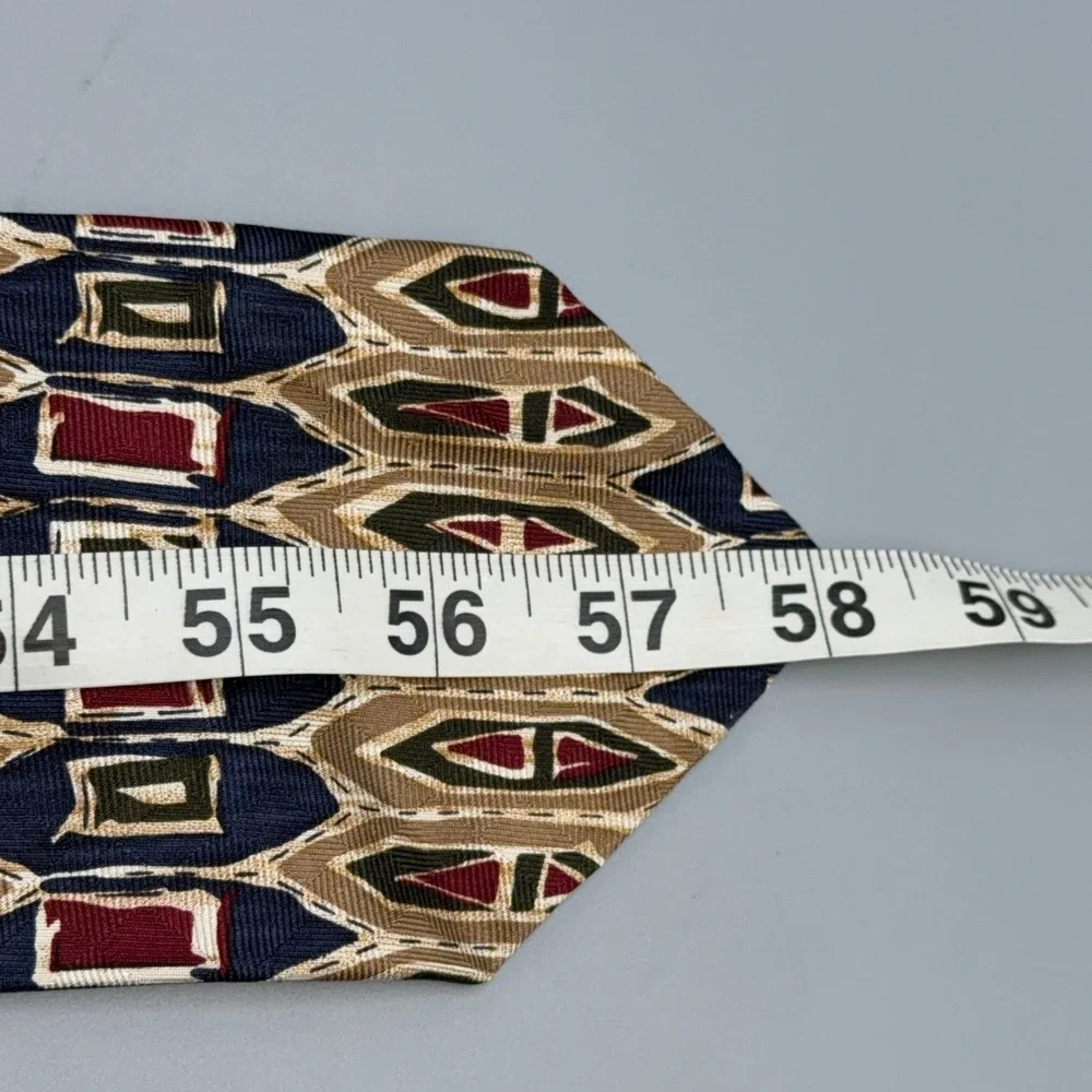 XMI Mens Silk Tie Hand Made in USA Geometric Pattern‎ Necktie